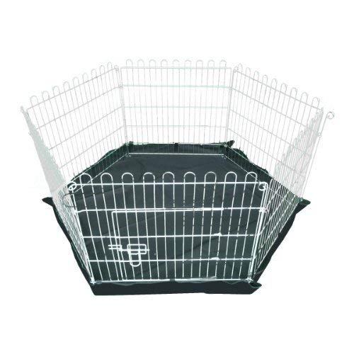 Indoor or Outdoor 6 Piece Galvanized Puppy Enclosure Run Play Pen with Roof Net and Base 8 Square Feet of Roaming Space