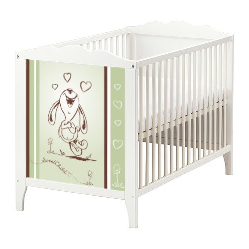 Stikkipix Happy Rabbit Möbelsticker/Aufkleber in grün für das Babybett Hensvik von IKEA - BB04 - Möbel Nicht Inklusive