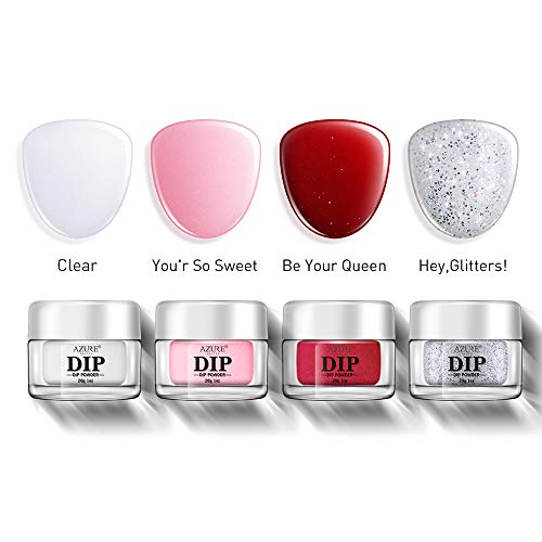 Nail Dip Powder Starter Kit 4 Red Glitter Colors(1oz.),Acrylic Dip