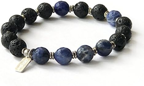 Third Eye Chakra, Sodalite and Lava Aromatherapy Bracelet (6.5)