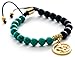 Gems of Peace - Matte Black Teal Adjustable Macrame Beaded OM Bracelet