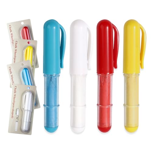 4PCS Sewing Chalk for Fabric, Wipeable and Washable Fabric Chalk for Sewing, Tailors Chalk for Fabric Etailed Marking on Fabrics, Cottons, Leathers - Blue, White, Red, Yellow