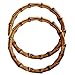 Exttlliy 2PCS Bamboo Handmade Handbag Handles Natural Crafting Purse Handbag Handles Rings (5.12inch, Burnt)