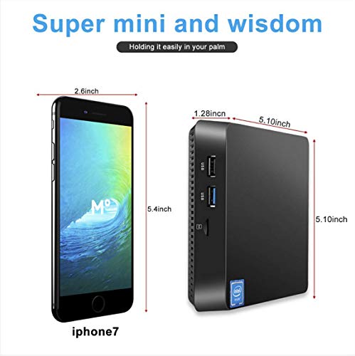 Mini PC Intel Atom Z8350 Windows 10 Pro Mini Computer 4GB DDR 64GB eMMC,Support 4K HD,2.4G/5G WiFi AC, 2.5 inch SSD,Bluetooth,1000Mbps Ethernet