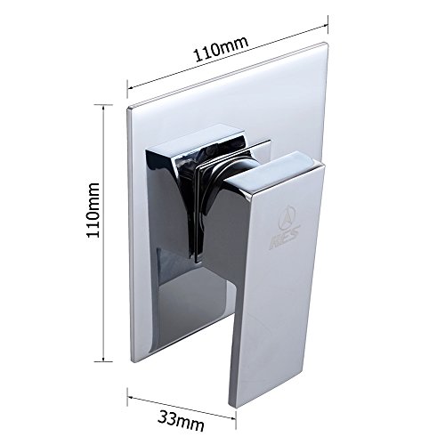 KES BRASS Shower Faucet Body Valve and SOLID Stainless Steel Trim Square Concealed Replacement for Bathroom Showering System G 1/2, Polished Chrome, L6711