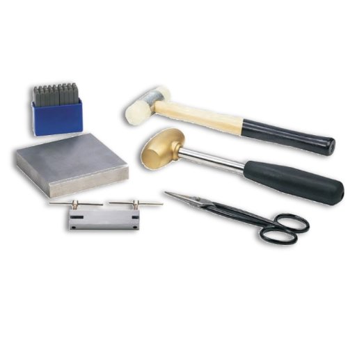 Metal Stamping Starter Kit With Letter Stamps, Mallet, Bench Block, Shears and Hole Punch