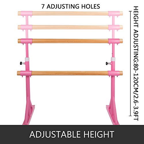 Popsport Ballet Barre Adjustable Portable Double Freestanding Ballet Bar 5FT Multiple Colors Ballet Barre Portable for Home Dance Room(5FT,Double Pink)