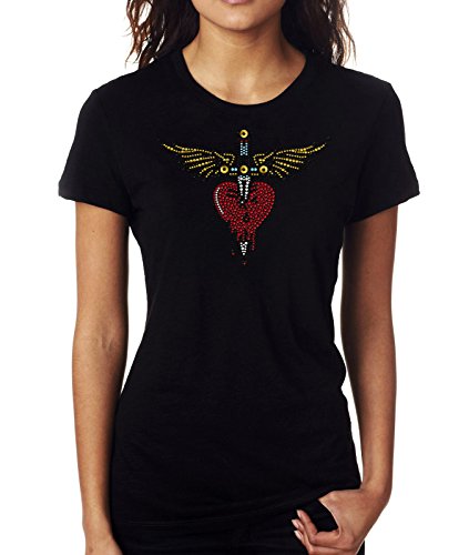 Bon Jovi Womens T-shirts Tee Rhinestuds Slim Fit