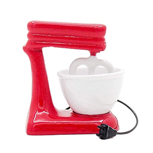 Odoria 1:12 Miniature Old-Fashioned Red Stand Mixer with Bowl Metall Dollhouse Kitchen Accessories