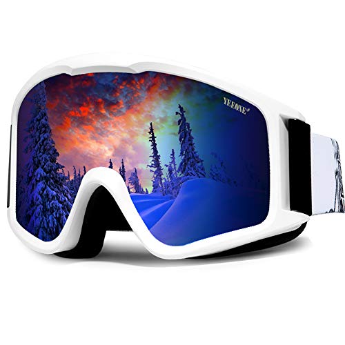 YEEONE Ski Snowboard Goggles Fit Over Glasses with Ski Mask, Anti Fog