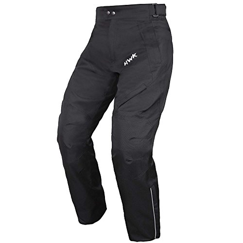 HWK Mens Black Textile Breathable Waterproof CE Armoured Motorbike Overpants Motorcycle Trousers/Pants - 1 year Guarantee ...