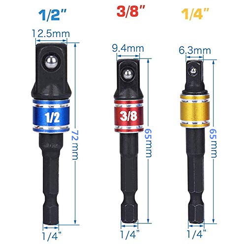 105 Degree Right Angle Screwdriver set Drill Hex Bit Socket Adapter,Right Angle Drill+3Pcs 1/4 3/8 1/2" Universal Socket Adapter Set,Impact Grade Driver Sockets Adapter Extension Set Drill Bit