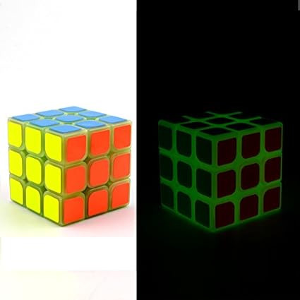 FunBlast Glow in Dark Magic Cube Puzzle Toy, 3x3x3 Sticker-Less Speed Cube Smooth Magic