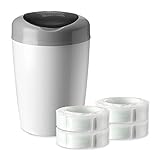 Tommee Tippee Simplee Diaper Pail Starter Set with 4 Refills, Grey