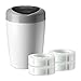 Tommee Tippee Simplee Diaper Pail Starter Set, Blocks Odor, Antibacterial, Holds 18 Diapers, 4 Refills Cartridges, Grey