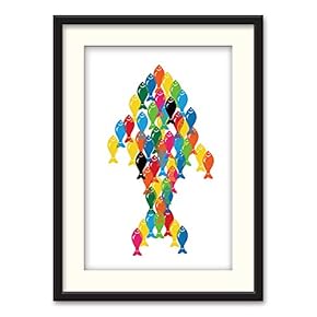 Black Framed Canvas Wall Art Cartoon Painting Home Artwork Decoration for Living Room, Bedroom - 23x31 inches