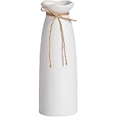 White Ceramic Vase-Flower Vase Dried Flower Vase for Modern Home Decor, Fit for Foyer Living Room Fireplace Bedroom Kitchen,Decent Gift, 8.27" H
