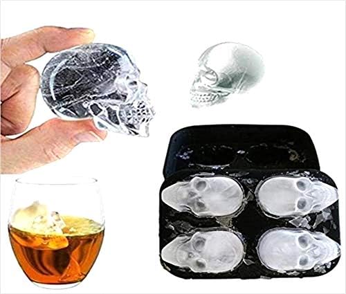 WLBHHL's Stylish 3D ice-Head Mold Food Grade Silicone Tray, Making Four ice Heads, Mixing ice Cubes into Whiskey, Wine, Cocktails and Beverages are Very Beautiful (Black)
