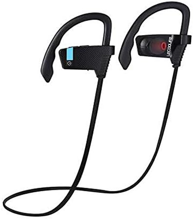 Sports Bluetooth Headphones, Lecoolife Wireless Headsets Sports Gym Jogging Earphones IPX4 Sweatproof, Premium Sound with Bass, Noise Cancelling, Ergonomic Design Secure Fit w/ Mic (Black)