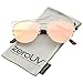 zeroUV - Technologic Full Metal Crossbar Flash Mirror Flat Lens Aviator Sunglasses 54mm (Gold / Pink Mirror)