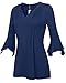 Simier Fariry Women's 3/4 Sleeve Shirts V Neck Slim Fit Knit Pleated Tunic Tops