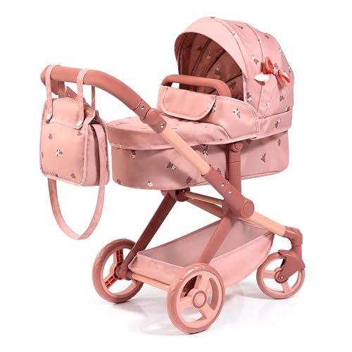 Bayer Design 17026AA Puppenwagen Xeo mit Tasche, höhenverstellbarer Griff, Schwenkschieber, wandelbar als Puppenjogger, bewegliche Vorderräder, integrierter Kor