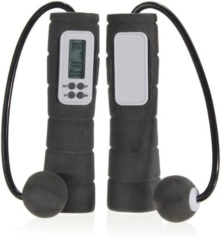 Dcolor Adjustable Digital Calorie Counting LCD Jump Speed Rope Weighted Fitness Boxing - Black