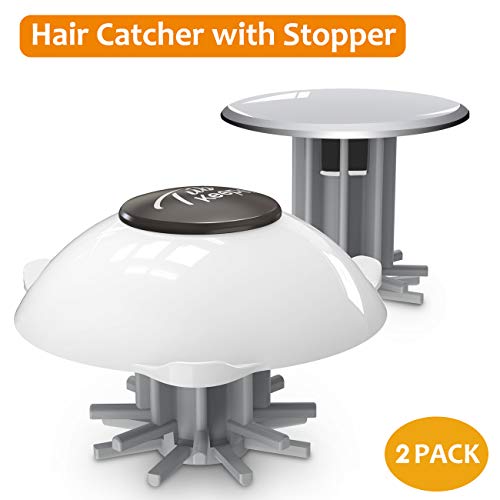 Drain Hair Catcher with Stopper, 3-in-1 Durable Tub Drain Protector Hair Drain Clog Prevention for Bathtub, 2 Pack