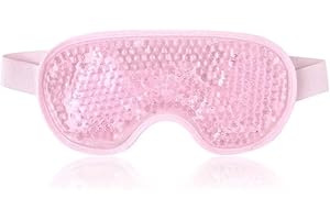 NEWGO Cooling Gel Cold Eye Mask for Puffy Eyes, Reusable Ice Pack with Soft Plush Backing for Dark Circles, Migraine, Stress Relief - Pink