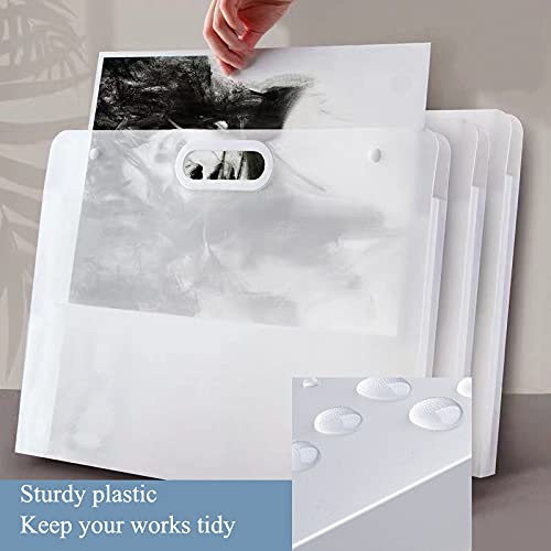 Plastic Art Portfolio, Large Art Portfolio with Handles,Waterproof Portfolio Folder for Artwork, Arts Storage Case for Drawing Sketch Photography Poster (17.32 x 13.22 inch)