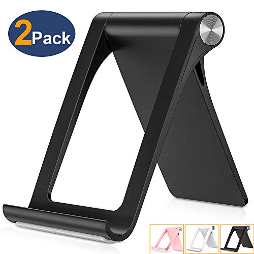 Portable Cell Phone Stand Holder Dock for Desk Bed Watching Movies,Compatible Phone X 8 7 6 Plus XS XR Max 6S 5,Pad Mini Pro Air Samsung, Smartphone Holder for Desktop Adjustable Foldable, 2 Pack