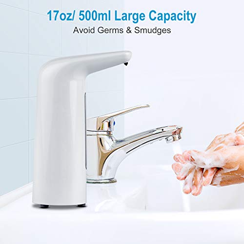 Automatic Soap Dispenser, Touchless Hand Soap Dispenser, Countertop/Wall Mounted Soap Dispenser[17oz / 500ml, Battery Operated] with Infrared Motion Sensor Waterproof Base for Office, Station etc.