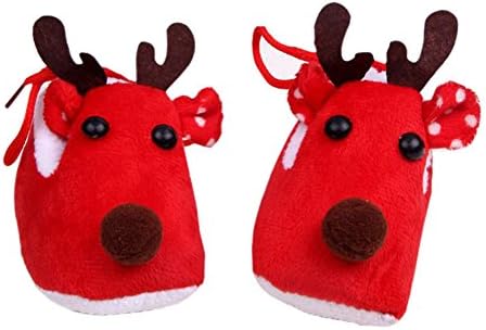 Bronze Times(TM) Fuuny Fuzzy Reindeer Toddler Slippers(Red)