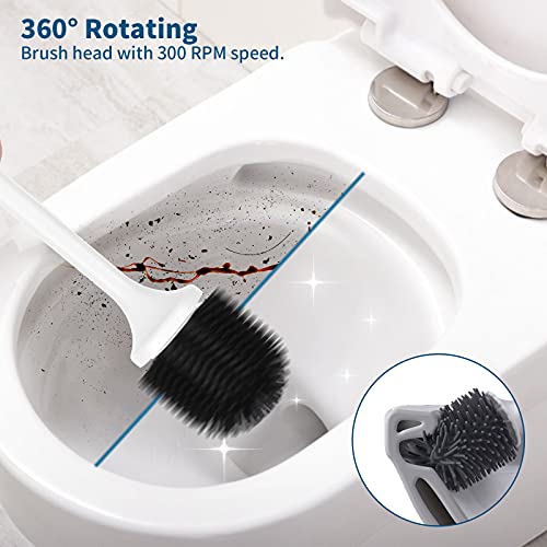 Electric Toilet Brush，Detachable Toilet Holder Cleaning Set and TPR