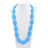 Consider It Maid Silicone Teething Necklace for Mom to Wear - FREE E-BOOK - BPA FREE and FDA Approved - Original (Deep Skyblue)