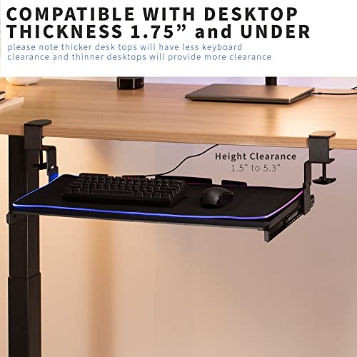 VIVO Large Height Adjustable Under Desk Keyboard Tray with RGB LED