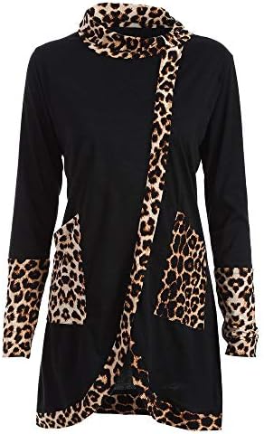 iBOXO Women Casual Leopard Print Plus Size Long Sleeve Patchwork Shirt Tops Blouse Tunic