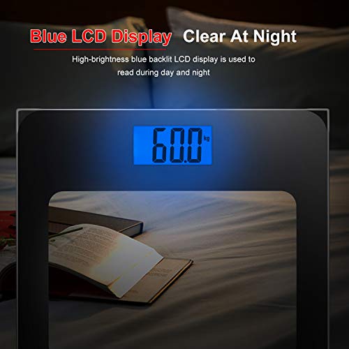 Lumsing Digital Body Weight Bathroom Scale Digital Professional Smart Body Weight Scale High Capacity 400 lbs with Step-On Technology Backlight Display, Black(Battery Include)