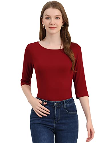 Allegra K Women's Elbow Sleeve T-Shirts