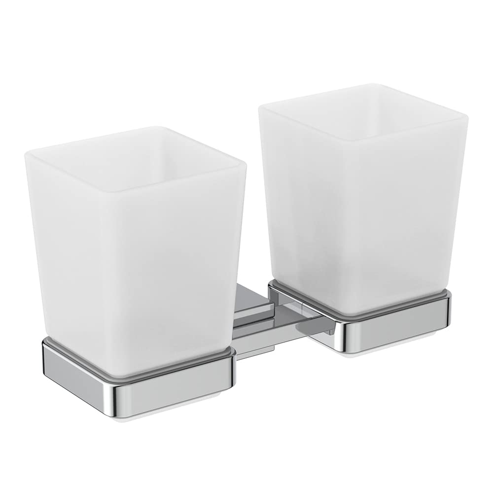 Ideal Standard IOM Square Double Frosted Glass Toothbrush Holder, E2205AA