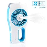 3 Speeds Mini USB Cooling Fan CrazyFire Rechargeable Handheld Humidifier Fan Misty Cooling Hydrating Fan for Hot Summer Outdoor Traveling (Blue)