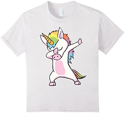 unisex-child Unicorn cute dabbing T-Shirt Funny Dab Dance Gift Shirt 6 White
