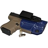 FoxX Holsters "Deluxe Trapp All Kydex IWB Holster - Glock 26/27/33 Our Smallest Inside Waistband Holster Adjustable Cant &amp; Retention, Concealed Carry Gun Holster Tuckable (Carbon Fiber Police Blue)