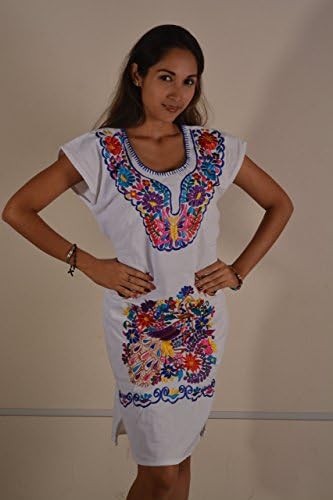 Mexican Floral Embroidered Casual Peseant Dress for Women