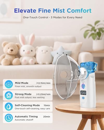 Rechargeable Portable Nebulizer with Adjustable Mist Rate, Low Noise Handheld Design, Lightweight and Easy to Use for Pets Home and Travel