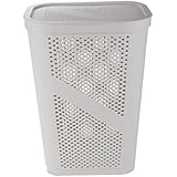 Mind Reader Perforated Plastic Laundry Basket 60 Liter/16 Gallon, Lightweight Hamper, Ivory
