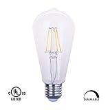 Aogist 6W Vintage Sapphire Dimmable LED Filament Light Bulb, 2700K Warm White 600LM, E26 Medium Base Lamp, ST64 (ST19) Antique Shape, High Light Efficiency,60W Incandescent Replacement UL Listed