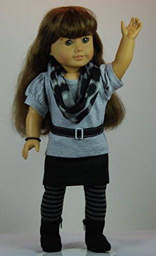 Many Shades of Gray &amp; Black 7 pc Skirt Outfit includes Boots and fits 18 inch American Girl dolls.