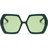 Freckles Mark Thick Hexagonal Retro Sunglasses for Women Trendy 60s Vintage Sun Glasses Oversized Classic Shades