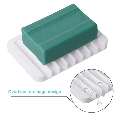 Yako 3Pcs Soap Dish, Bar Soap Holder Box Stand Case Saver Tray for Shower Bathroom Kitchen, Premium Flexible Silicone Soap Dishes, Prevent Melting, Non-Slip Design, Easy Cleaning, Grey